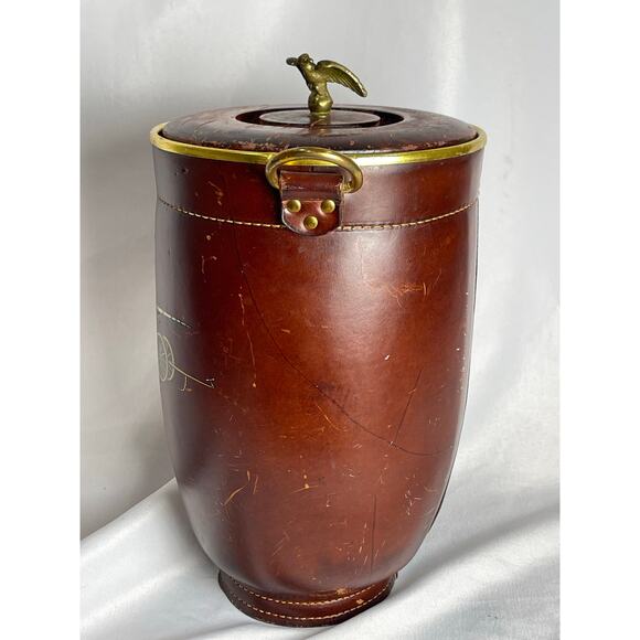 Vintage Loyal Papeete Leather Ice Bucket Reproduction of Fire Bucket 18" tall - Picture 5 of 8